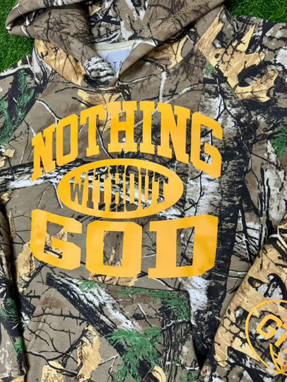 Boxy Fit CAMO Nothing Without God Hoodie