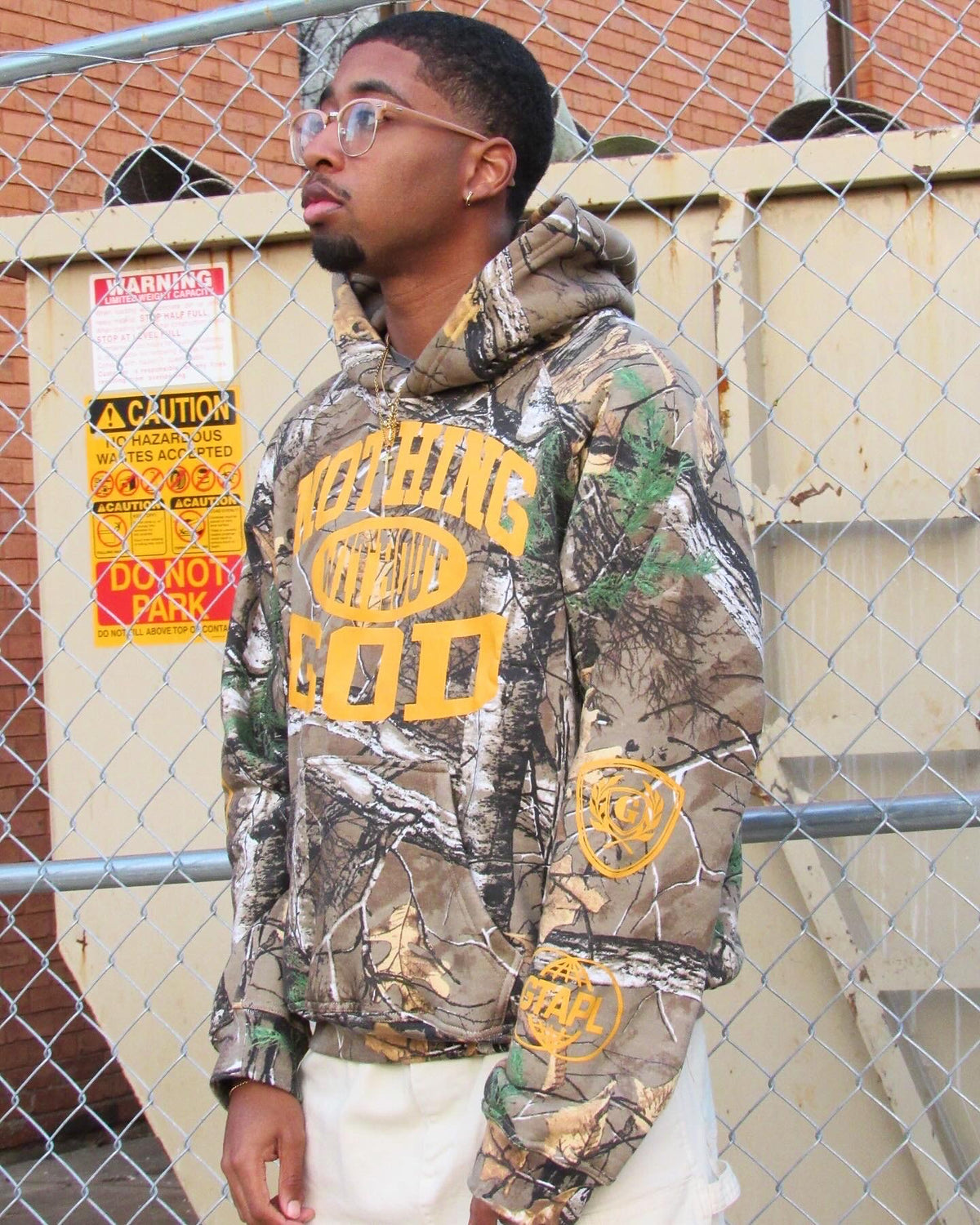 Boxy Fit CAMO Nothing Without God Hoodie