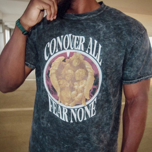 CONQUER ALL FEAR NONE ACID WASH TEE