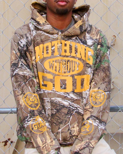 Boxy Fit CAMO Nothing Without God Hoodie